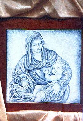 Ceramiche d-Arte di Albisola - Piastra raffigurante
Madonna col Bambino in Antico Savona.